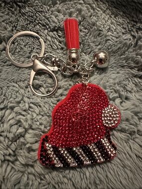 Red Crystal Santa Hat Keychain Charm